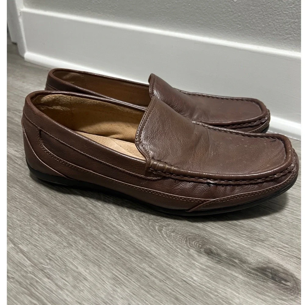 Brown Leather Slip On Loafer Shoes, Alfonso,‎ Size 10M
